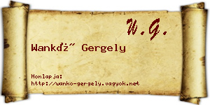 Wankó Gergely névjegykártya